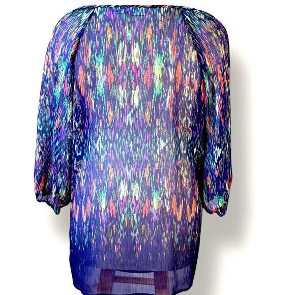 Liz Claiborne Woman 3/4 Sleeves Keyhole Sheered Tops Blouse Size 1X Multicolor - Picture 2 of 14